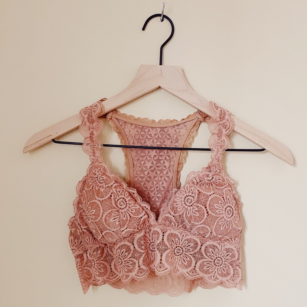 Aerie Nude Lace Padded Racerback Bralette